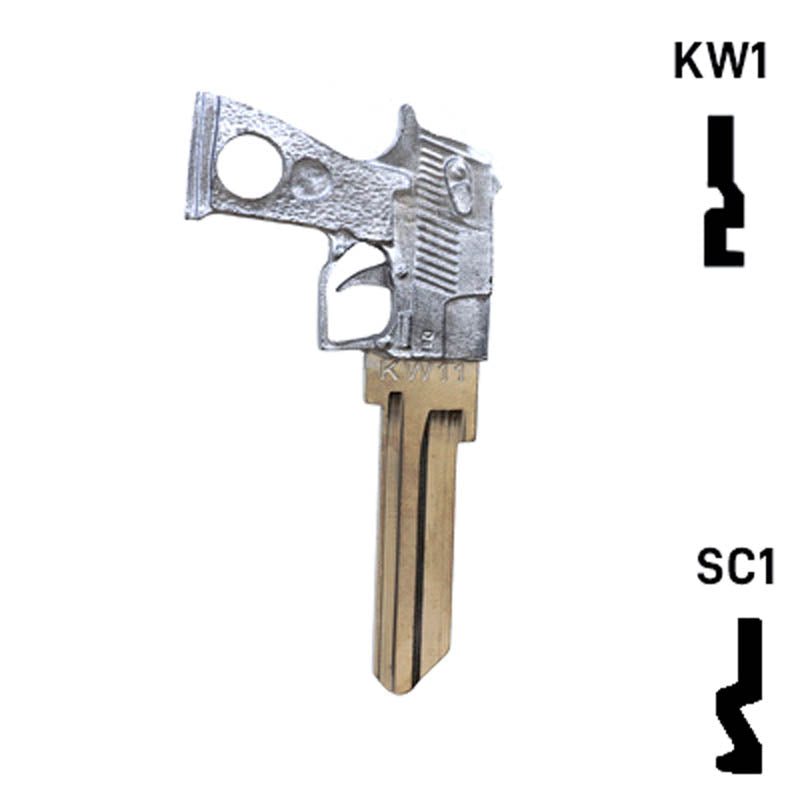 Key Art Pistol Key - Choose Keyway SC1 or KW1/KW10 Residential-Commercial Key Gun Keys
