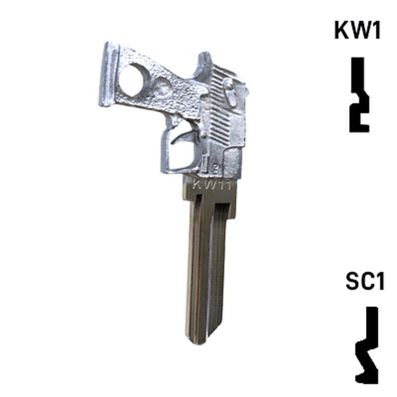 Key Art Pistol Key - Choose Keyway SC1 or KW1/KW10 Residential-Commercial Key Gun Keys