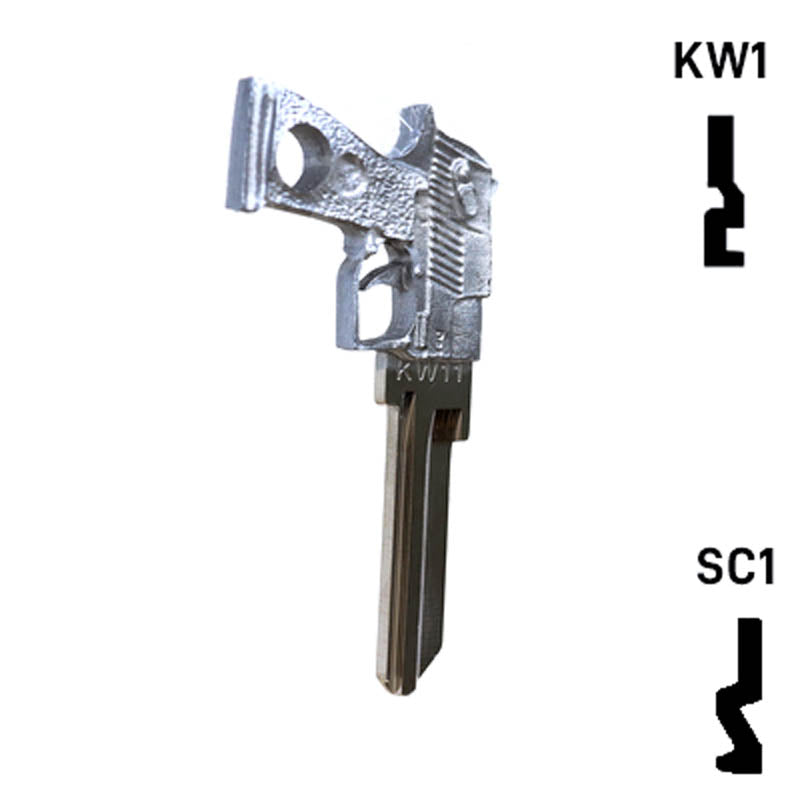 Key Art Pistol Key - Choose Keyway SC1 or KW1/KW10 Residential-Commercial Key Gun Keys