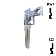 Key Art Pistol Key - Choose Keyway SC1 or KW1/KW10 Residential-Commercial Key Gun Keys