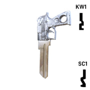 Key Art Pistol Key - Choose Keyway SC1 or KW1/KW10 Residential-Commercial Key Gun Keys