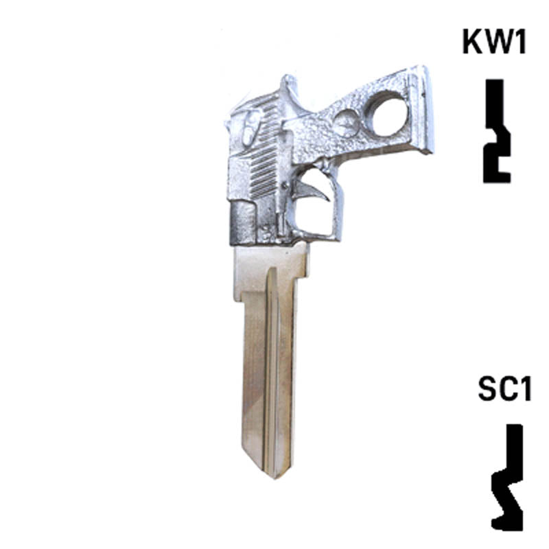 Key Art Pistol Key - Choose Keyway SC1 or KW1/KW10 Residential-Commercial Key Gun Keys