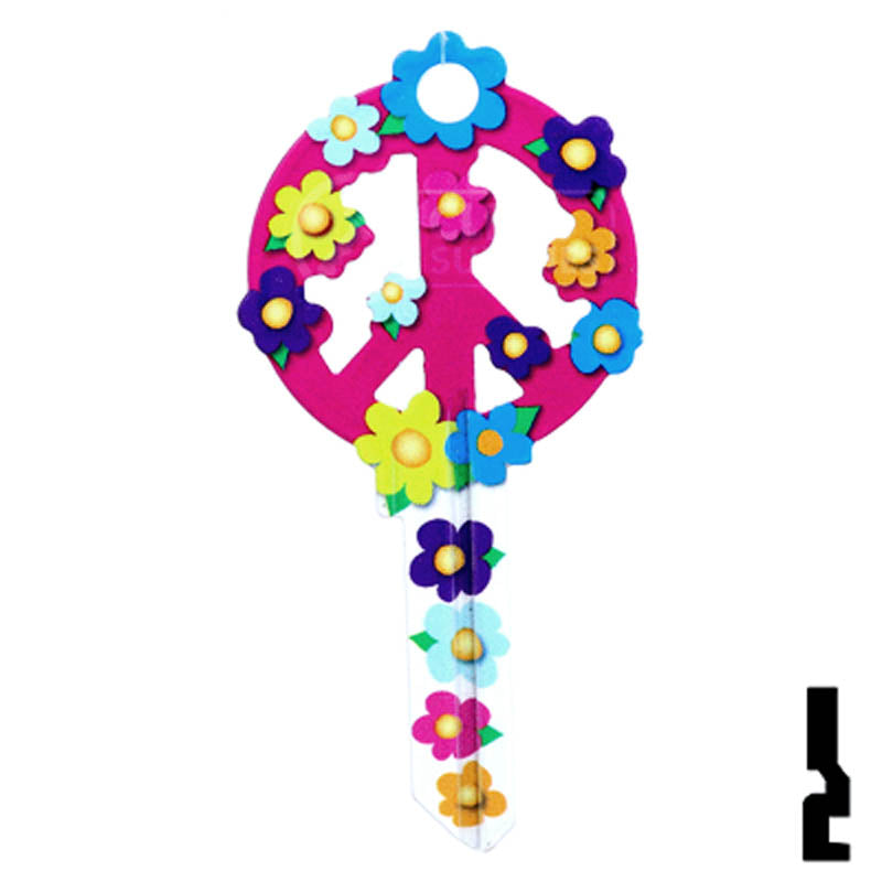Key Shapes -PEACE SIGN- Kwikset Key Residential-Commercial Key Lucky Line