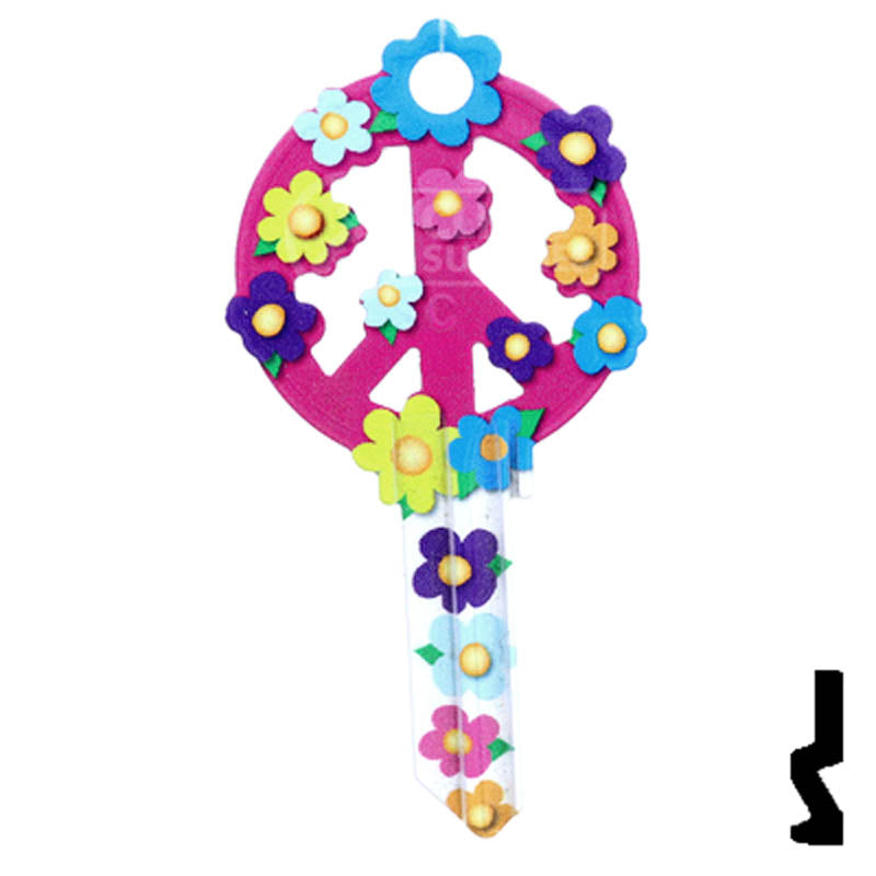Key Shapes -PEACE SIGN- Schlage SC1 Key Residential-Commercial Key Lucky Line
