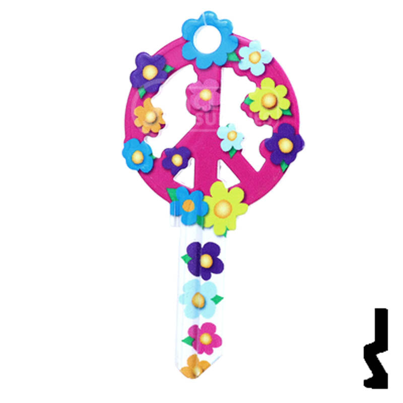 Key Shapes -PEACE SIGN- Schlage SC1 Key Residential-Commercial Key Lucky Line