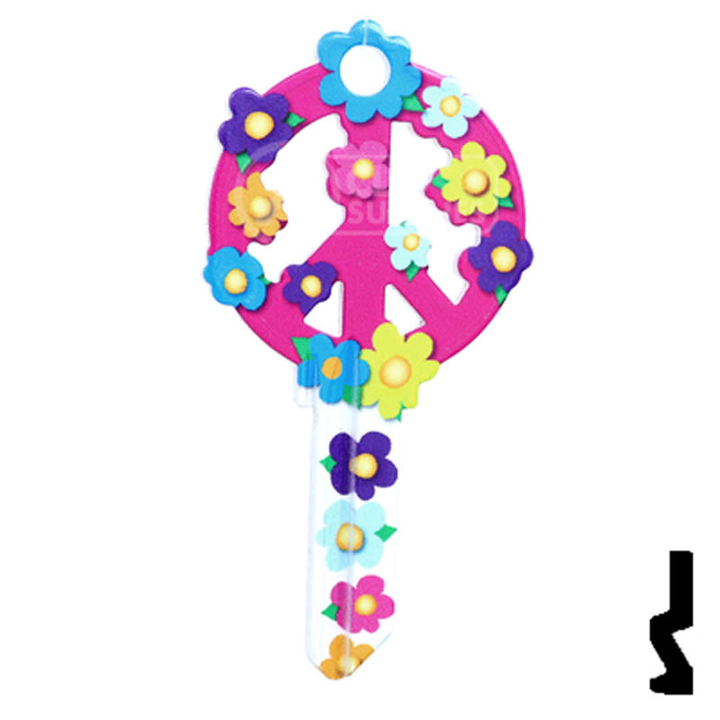 Key Shapes -PEACE SIGN- Schlage SC1 Key Residential-Commercial Key Lucky Line