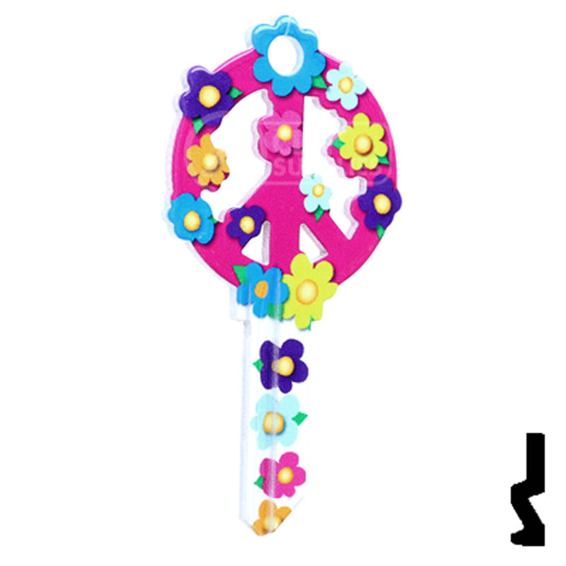 Key Shapes -PEACE SIGN- Schlage SC1 Key Residential-Commercial Key Lucky Line