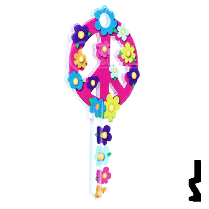 Key Shapes -PEACE SIGN- Schlage SC1 Key Residential-Commercial Key Lucky Line