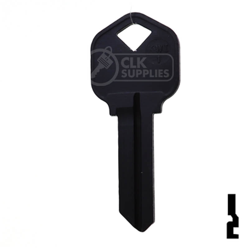 Uncut Aluminum Key Blank | Kwikset KW1 | Black Residential-Commercial Key JMA USA