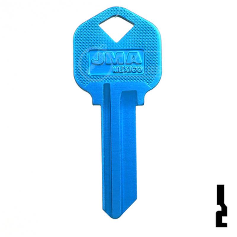 Uncut Aluminum Key Blank | Kwikset KW1 | Blue Residential-Commercial Key JMA USA