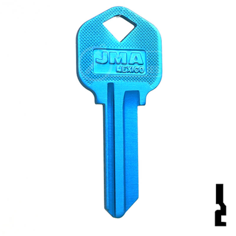 Uncut Aluminum Key Blank | Kwikset KW1 | Blue Residential-Commercial Key JMA USA