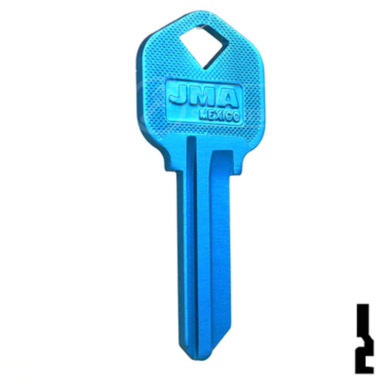 Uncut Aluminum Key Blank | Kwikset KW1 | Blue Residential-Commercial Key JMA USA