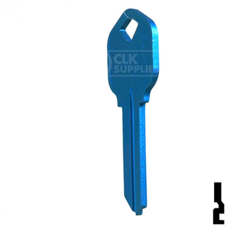 Uncut Aluminum Key Blank | Kwikset KW1 | Blue Residential-Commercial Key JMA USA