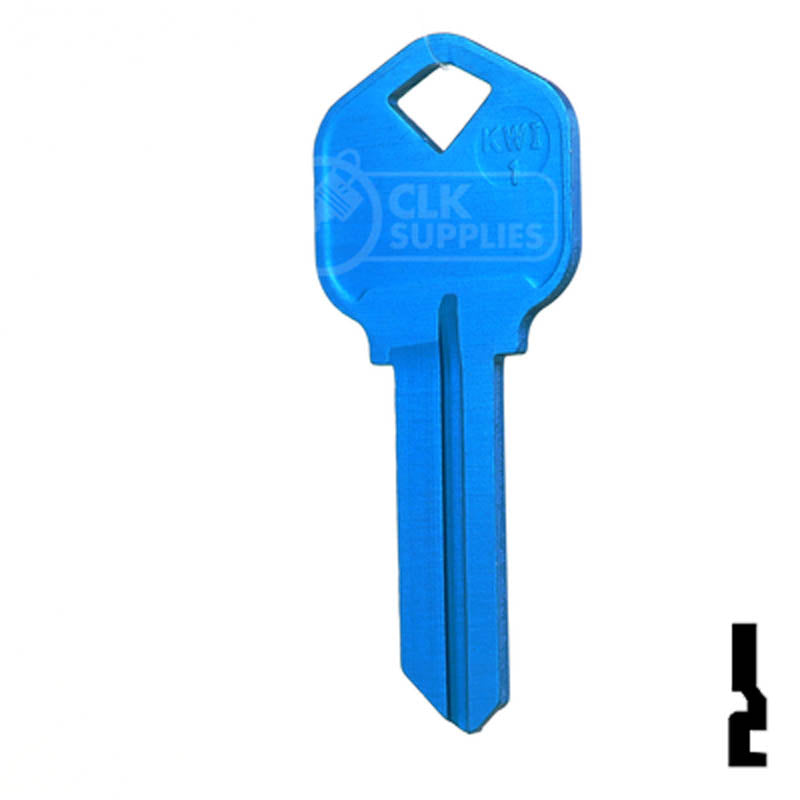 Uncut Aluminum Key Blank | Kwikset KW1 | Blue Residential-Commercial Key JMA USA