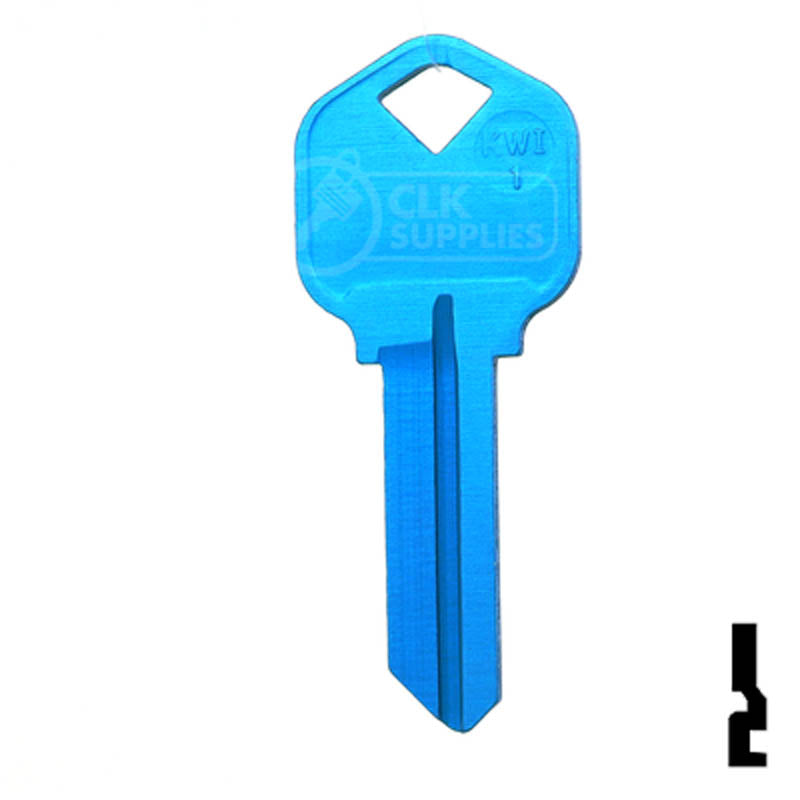 Uncut Aluminum Key Blank | Kwikset KW1 | Blue Residential-Commercial Key JMA USA