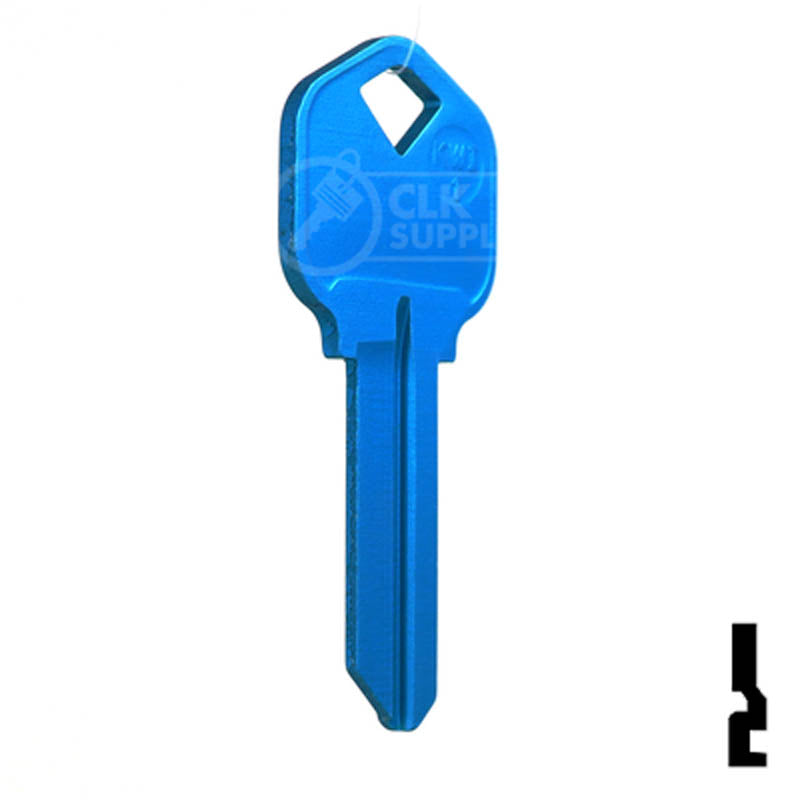 Uncut Aluminum Key Blank | Kwikset KW1 | Blue Residential-Commercial Key JMA USA