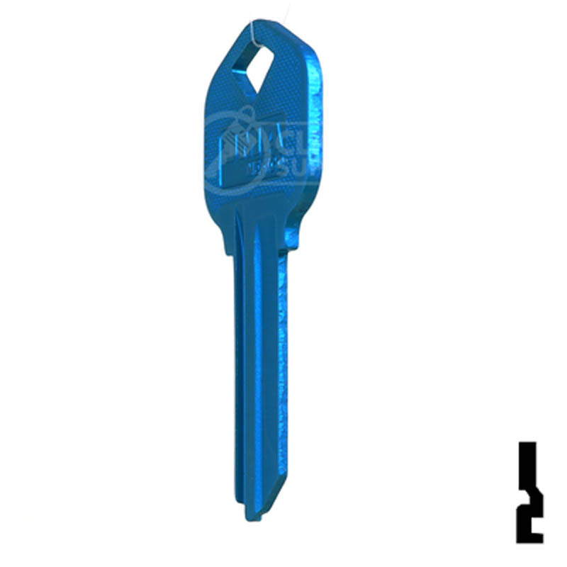 Uncut Aluminum Key Blank | Kwikset KW1 | Blue Residential-Commercial Key JMA USA