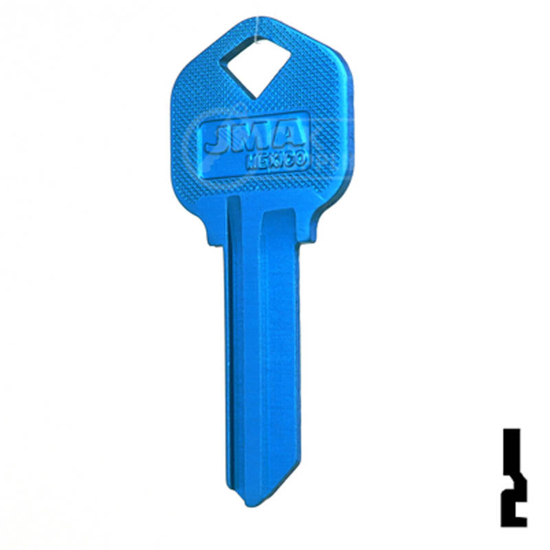 Uncut Aluminum Key Blank | Kwikset KW1 | Blue Residential-Commercial Key JMA USA