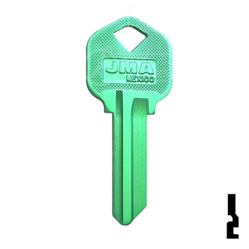 Uncut Aluminum Key Blank | Kwikset KW1 | Green Residential-Commercial Key JMA USA