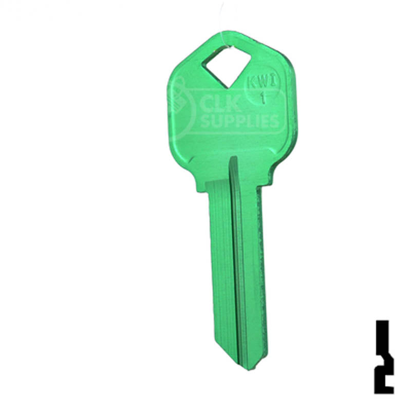 Uncut Aluminum Key Blank | Kwikset KW1 | Green Residential-Commercial Key JMA USA