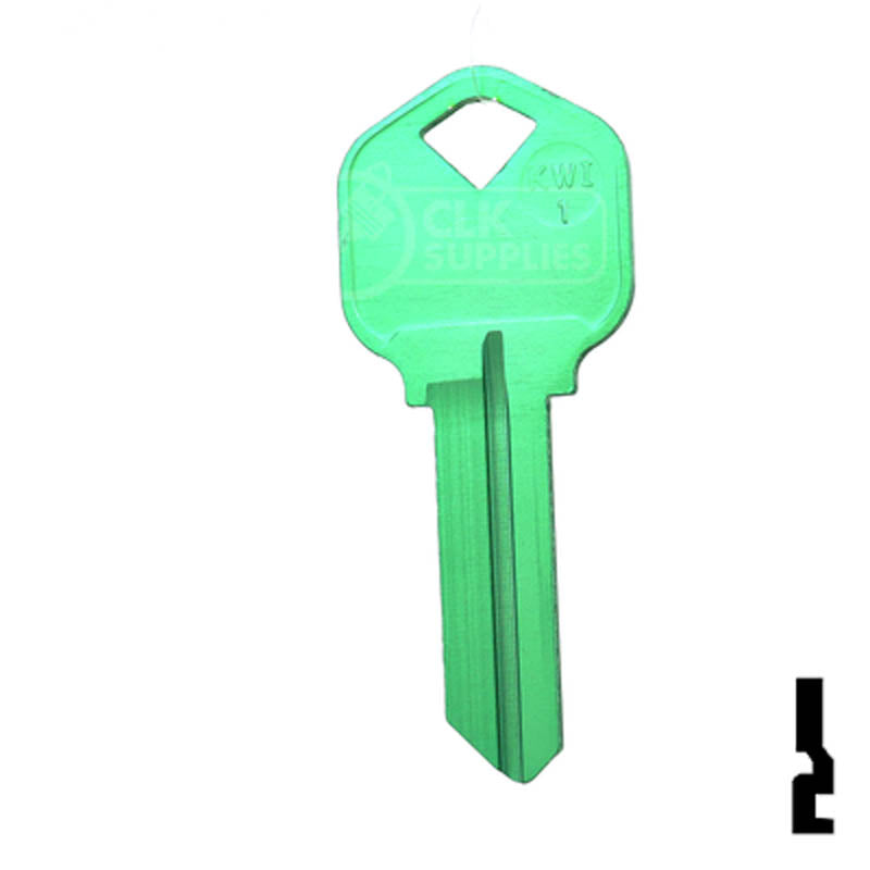 Uncut Aluminum Key Blank | Kwikset KW1 | Green Residential-Commercial Key JMA USA