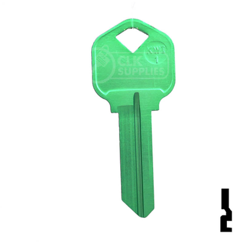 Uncut Aluminum Key Blank | Kwikset KW1 | Green Residential-Commercial Key JMA USA