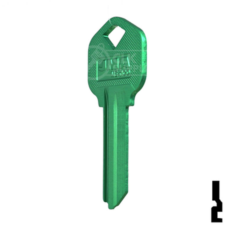 Uncut Aluminum Key Blank | Kwikset KW1 | Green Residential-Commercial Key JMA USA