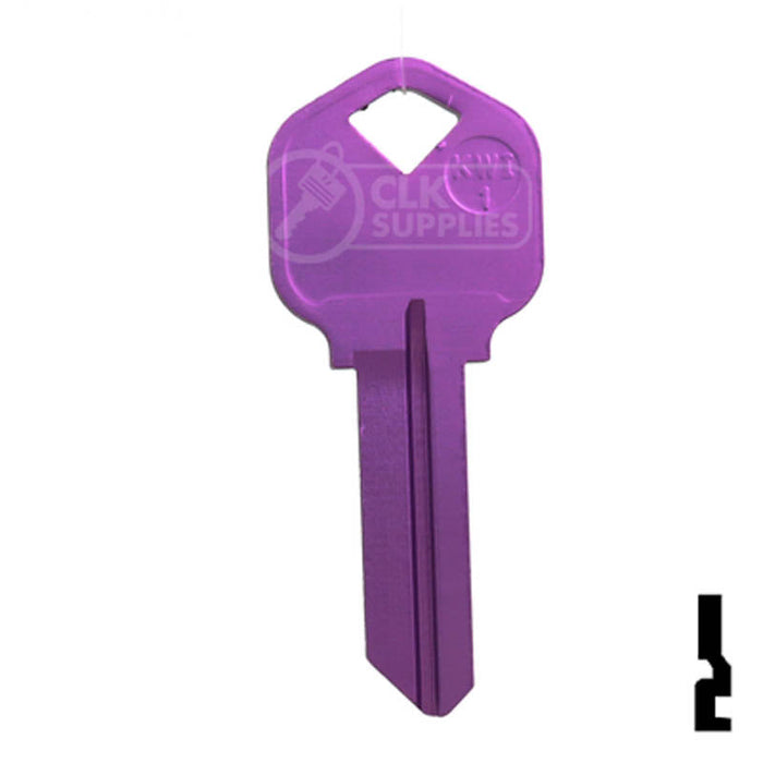 Uncut Aluminum Key Blank | Kwikset KW1 | Lilac Residential-Commercial Key JMA USA