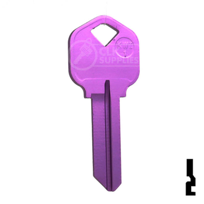 Uncut Aluminum Key Blank | Kwikset KW1 | Lilac Residential-Commercial Key JMA USA