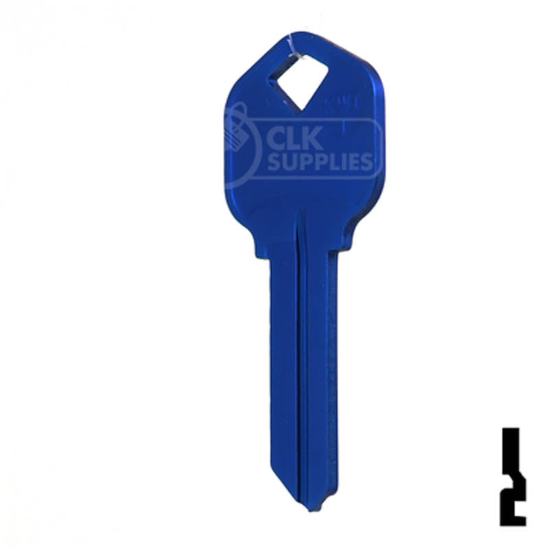 Uncut Aluminum Key Blank | Kwikset KW1 | Navy Blue Residential-Commercial Key JMA USA