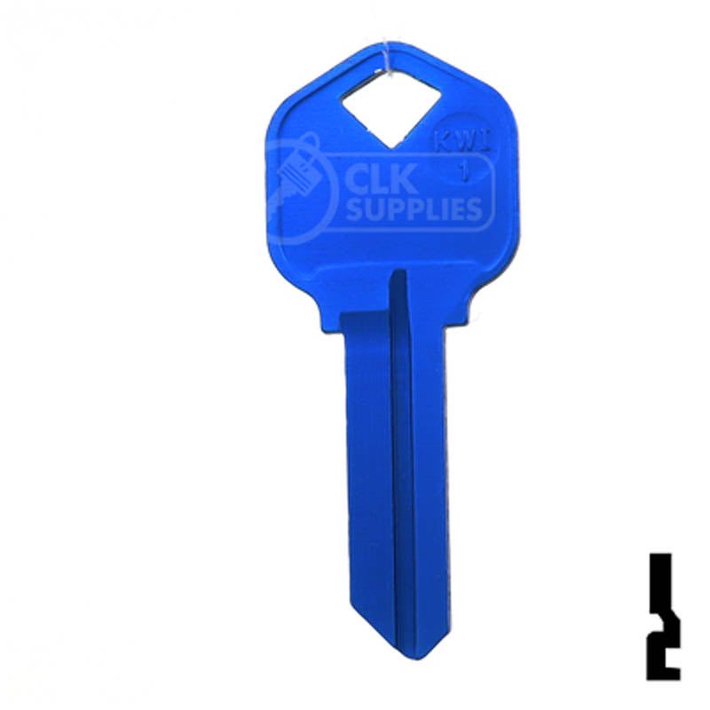 Uncut Aluminum Key Blank | Kwikset KW1 | Navy Blue Residential-Commercial Key JMA USA