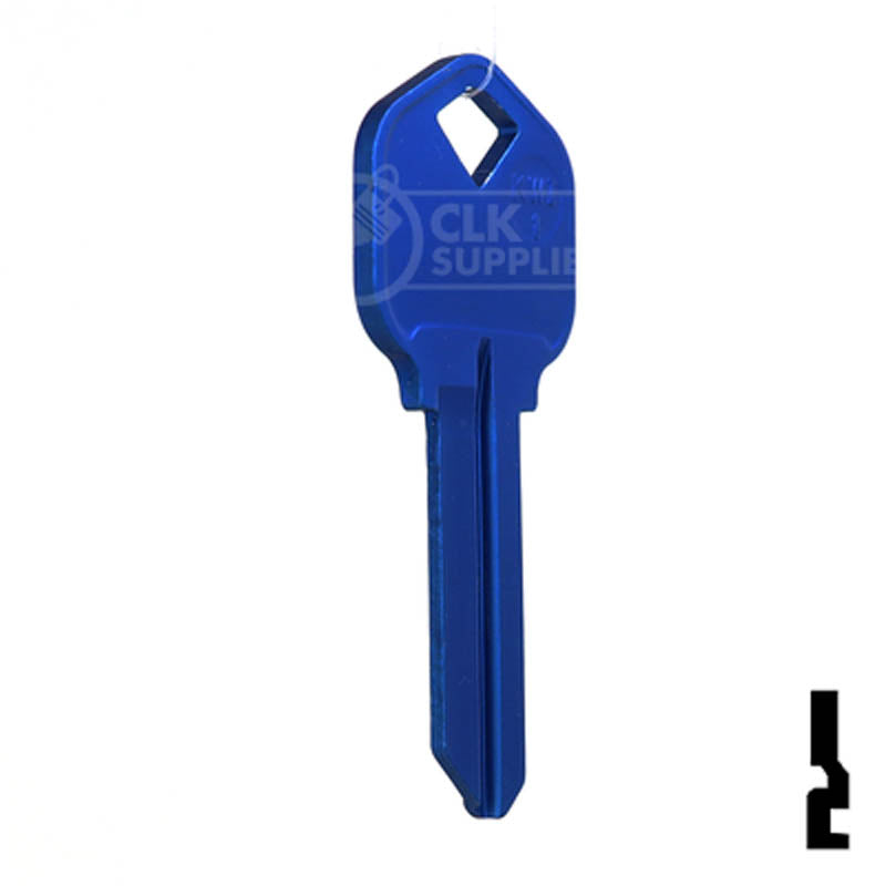 Uncut Aluminum Key Blank | Kwikset KW1 | Navy Blue Residential-Commercial Key JMA USA