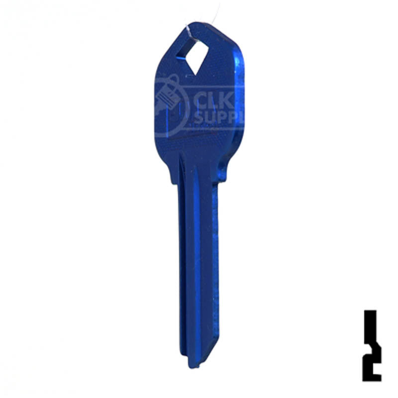 Uncut Aluminum Key Blank | Kwikset KW1 | Navy Blue Residential-Commercial Key JMA USA