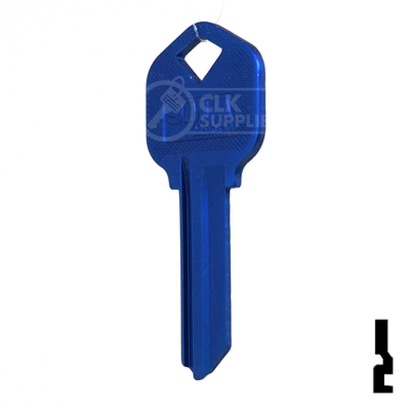 Uncut Aluminum Key Blank | Kwikset KW1 | Navy Blue Residential-Commercial Key JMA USA