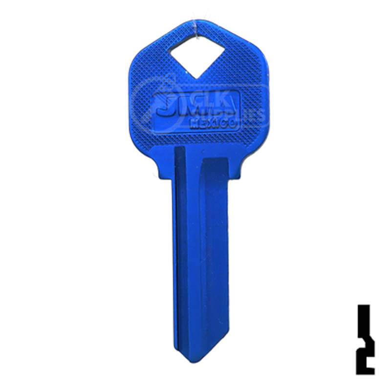 Uncut Aluminum Key Blank | Kwikset KW1 | Navy Blue Residential-Commercial Key JMA USA