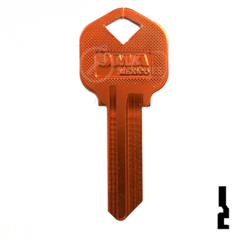 Uncut Aluminum Key Blank | Kwikset KW1 | Orange Residential-Commercial Key JMA USA