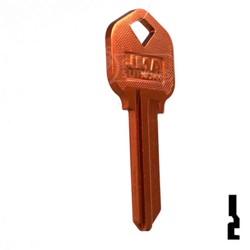 Uncut Aluminum Key Blank | Kwikset KW1 | Orange Residential-Commercial Key JMA USA