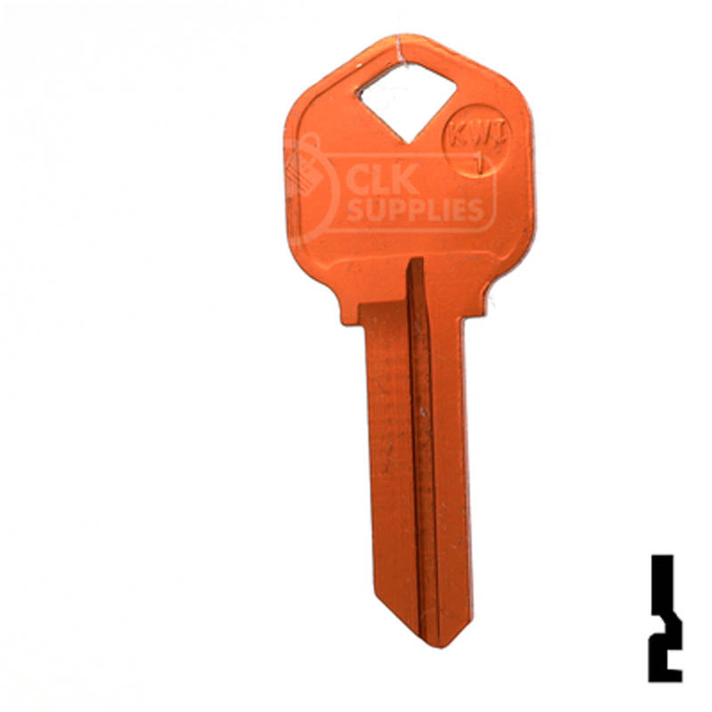 Uncut Aluminum Key Blank | Kwikset KW1 | Orange Residential-Commercial Key JMA USA