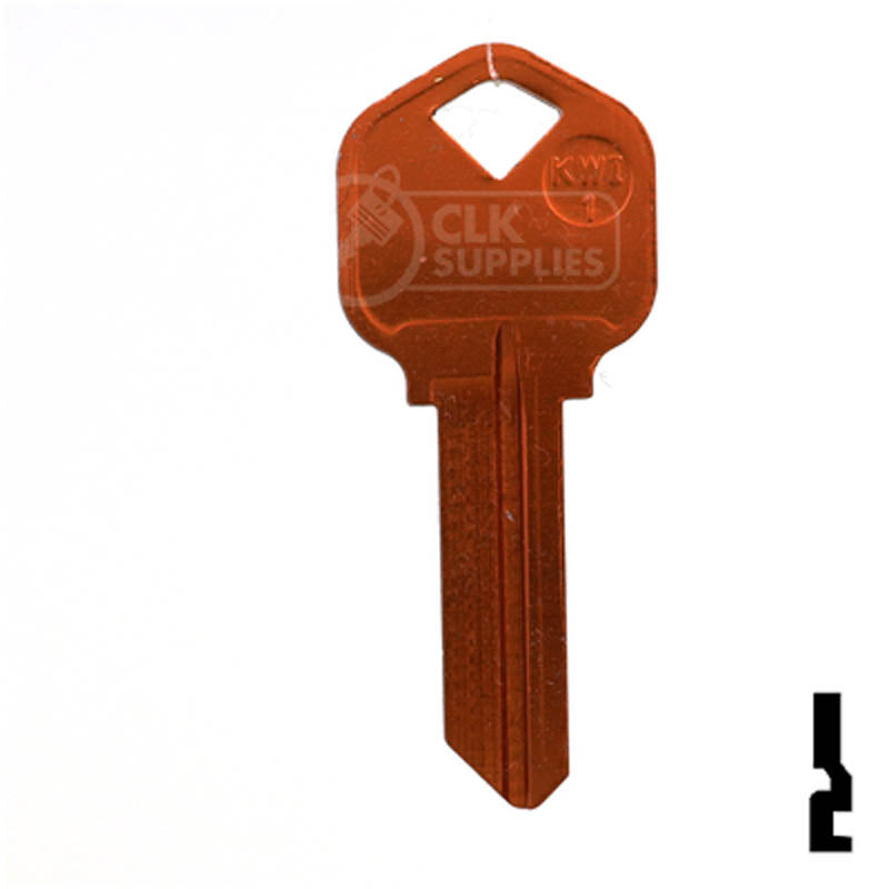 Uncut Aluminum Key Blank | Kwikset KW1 | Orange Residential-Commercial Key JMA USA