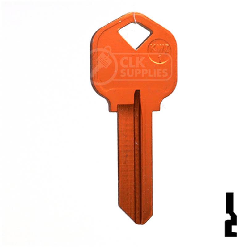 Uncut Aluminum Key Blank | Kwikset KW1 | Orange Residential-Commercial Key JMA USA