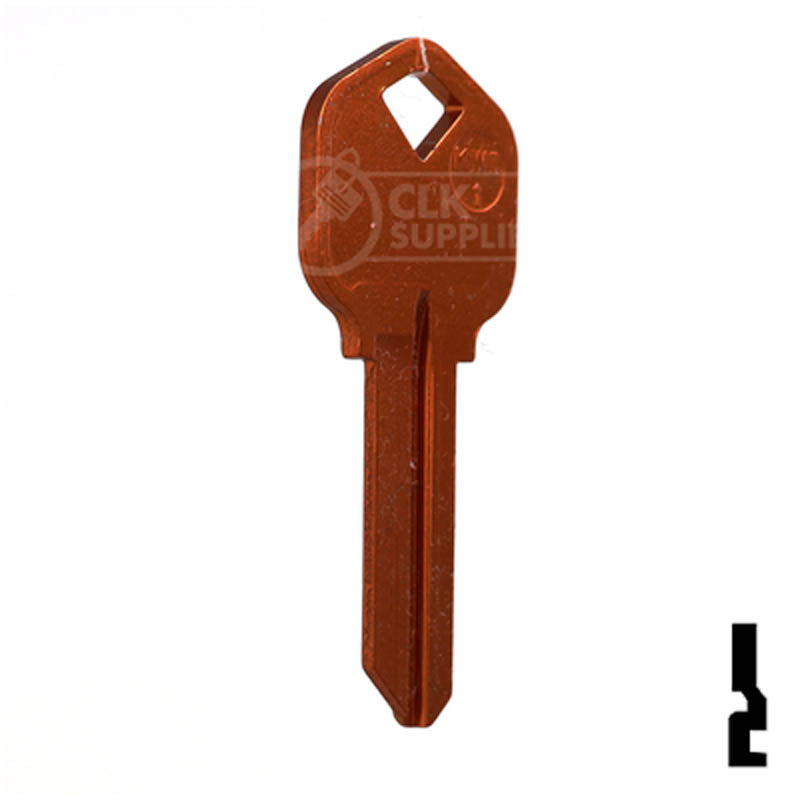 Uncut Aluminum Key Blank | Kwikset KW1 | Orange Residential-Commercial Key JMA USA