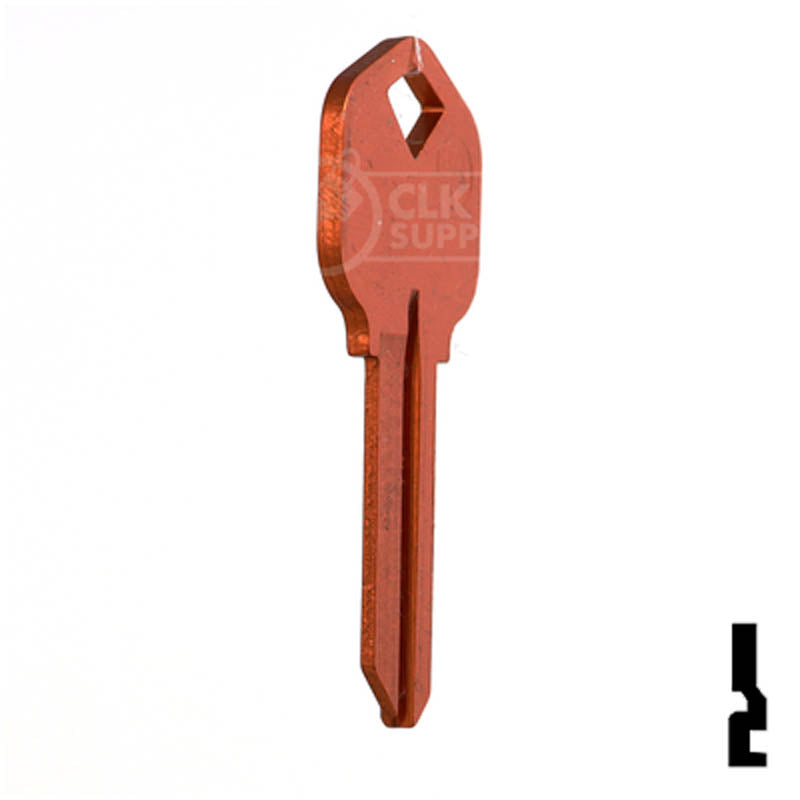 Uncut Aluminum Key Blank | Kwikset KW1 | Orange Residential-Commercial Key JMA USA
