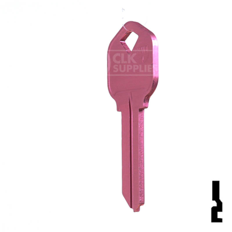 Uncut Aluminum Key Blank | Kwikset KW1 | Pink Residential-Commercial Key JMA USA