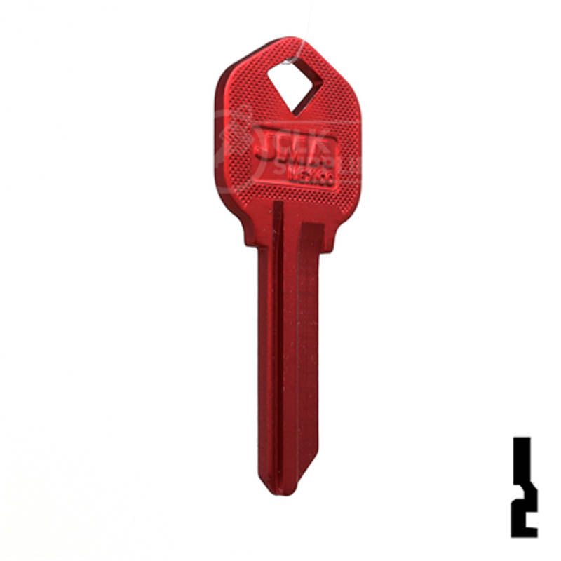 Uncut Aluminum Key Blank | Kwikset KW1 | Red Residential-Commercial Key JMA USA