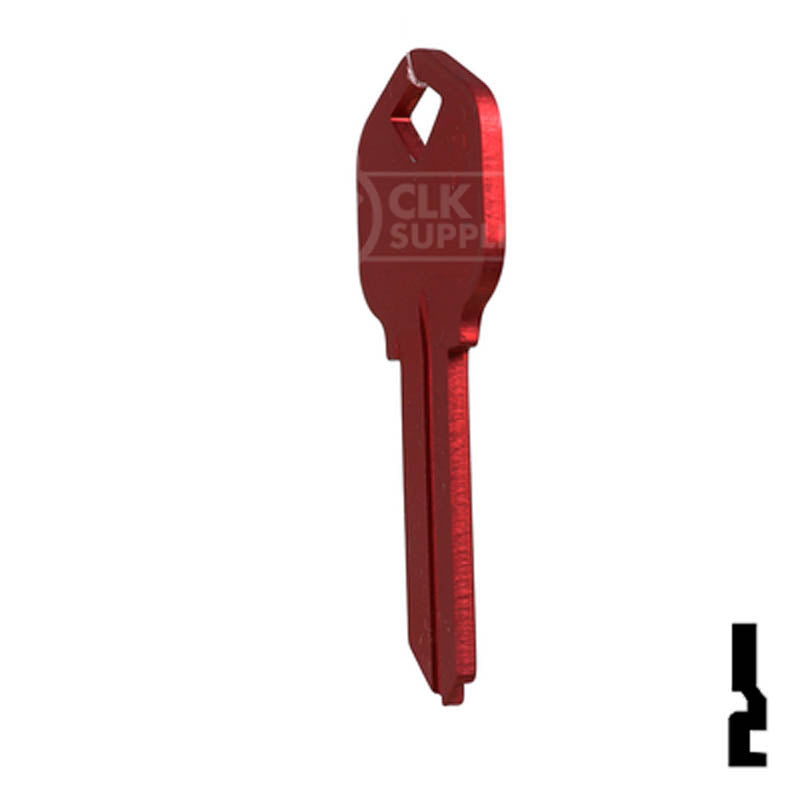 Uncut Aluminum Key Blank | Kwikset KW1 | Red Residential-Commercial Key JMA USA