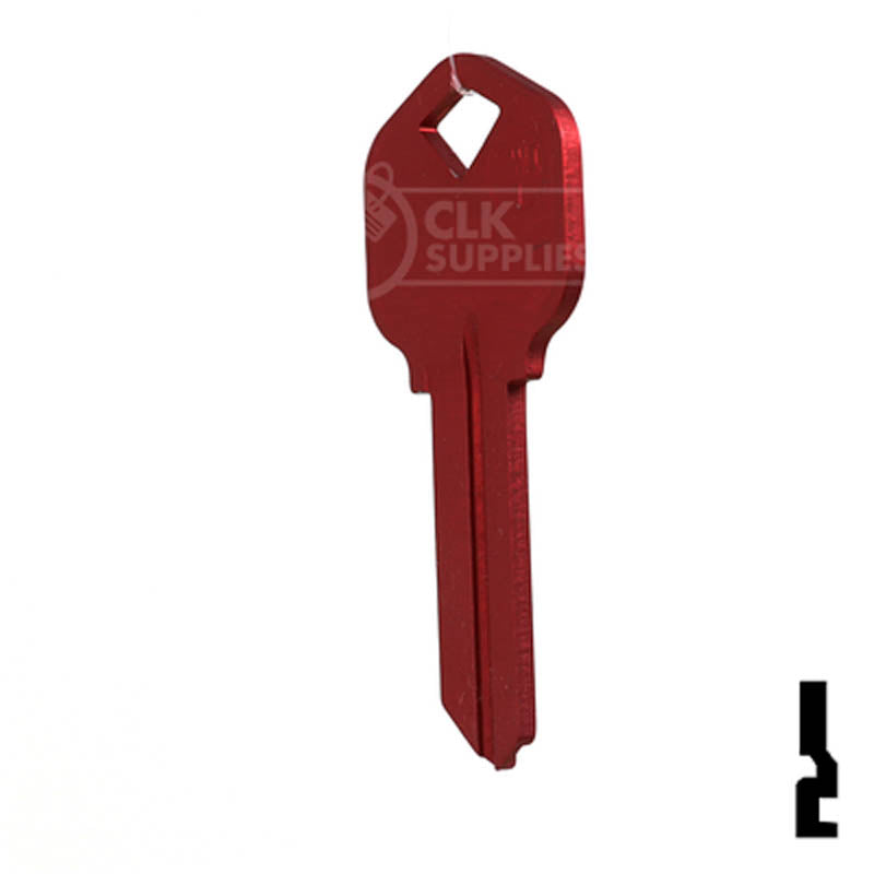 Uncut Aluminum Key Blank | Kwikset KW1 | Red Residential-Commercial Key JMA USA