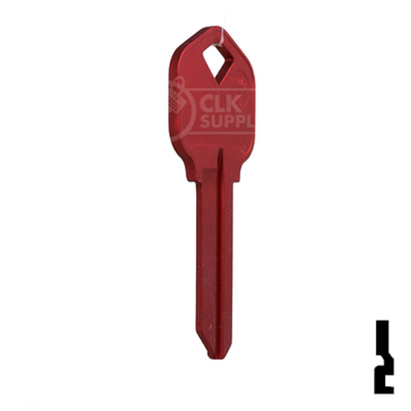Uncut Aluminum Key Blank | Kwikset KW1 | Red Residential-Commercial Key JMA USA