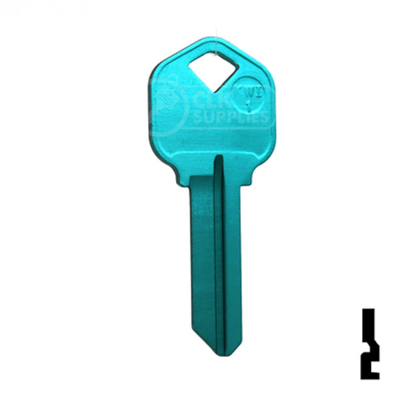 Uncut Aluminum Key Blank | Kwikset KW1 | Turquoise Residential-Commercial Key JMA USA
