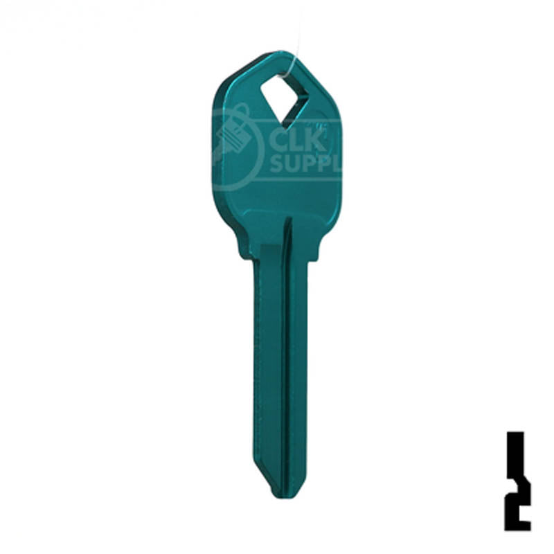 Uncut Aluminum Key Blank | Kwikset KW1 | Turquoise Residential-Commercial Key JMA USA