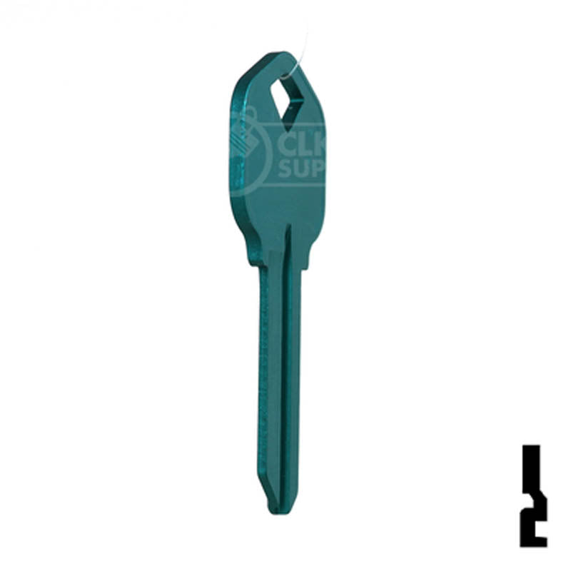 Uncut Aluminum Key Blank | Kwikset KW1 | Turquoise Residential-Commercial Key JMA USA